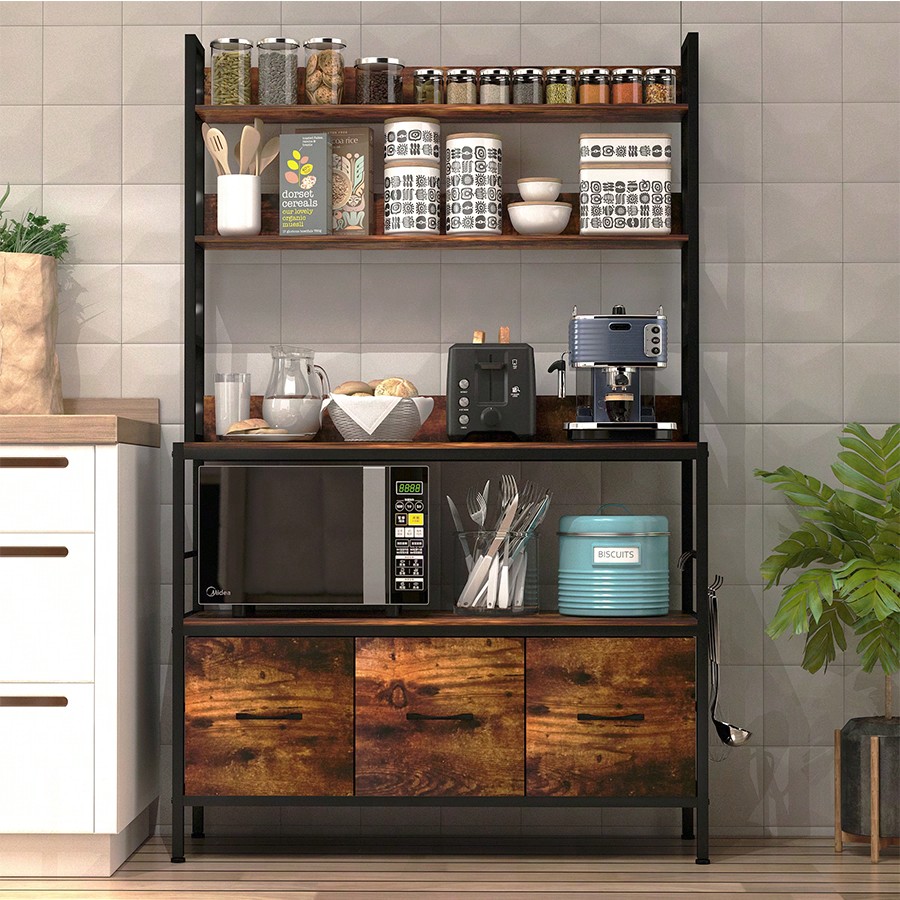 Kitchen Bakers Rack With 3 Bas - đánh giá và giá Microwave Oven