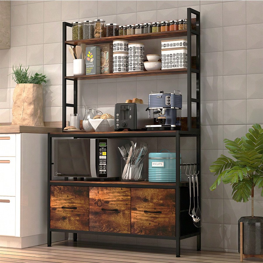 Kitchen Bakers Rack With 3 Bas - đánh giá và giá Microwave Oven