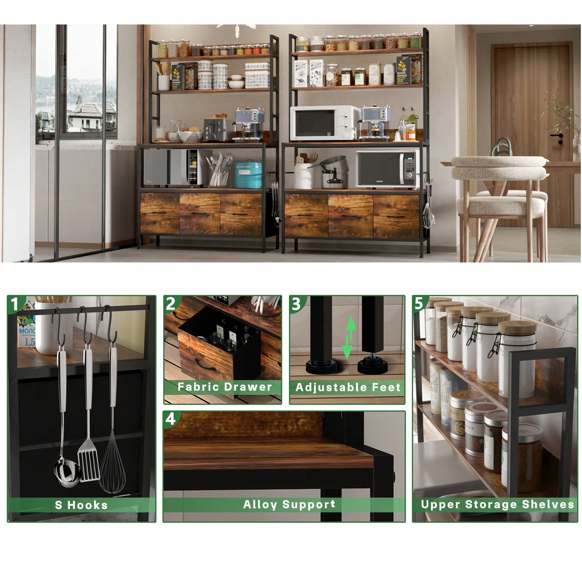 Kitchen Bakers Rack With 3 Bas - đánh giá và giá Microwave Oven