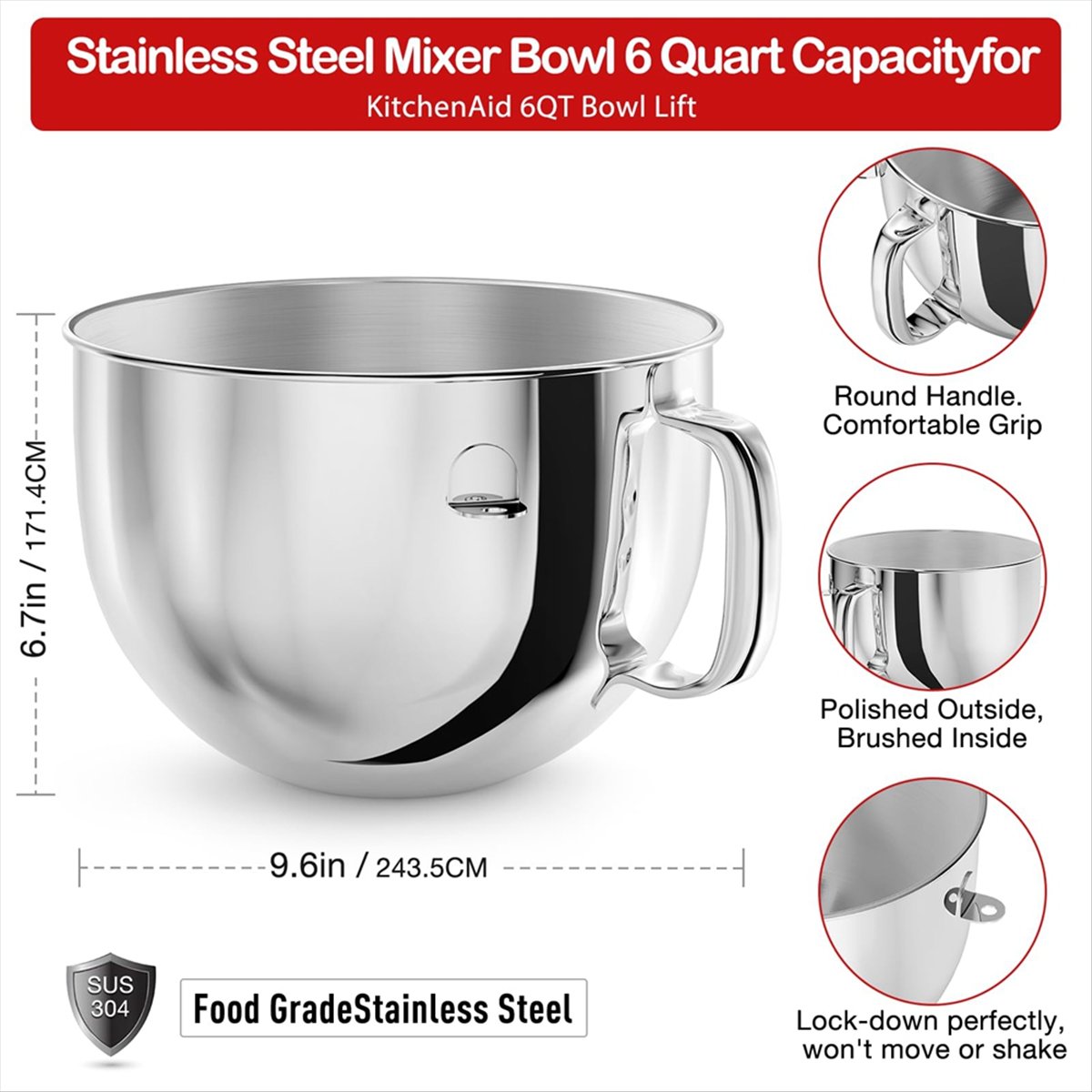 6QT Stainless Steel Mixer Bowl - đánh giá và giá Stand Mixer