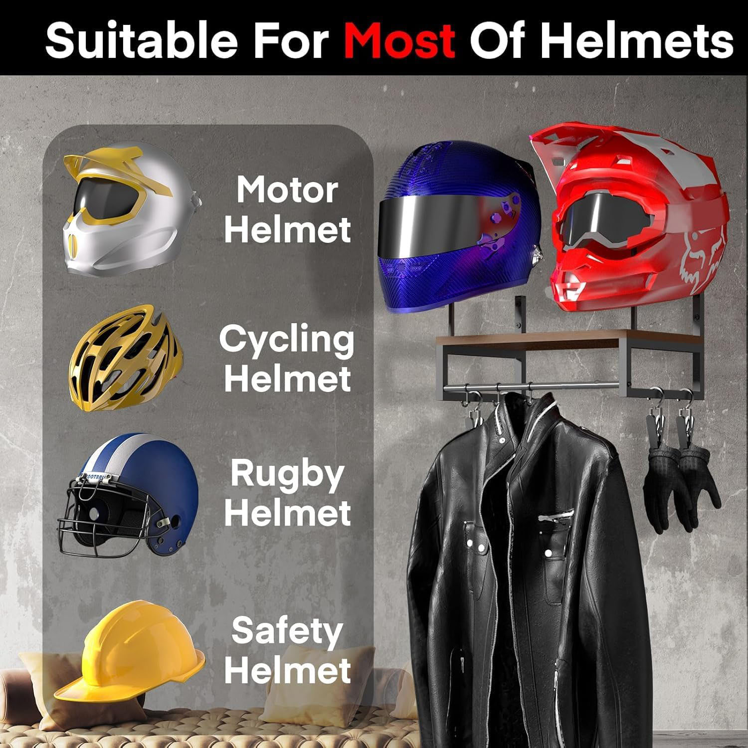 Wooden Motorcycle Helmet Wall  - đánh giá và giá Kitchen Appliances Cabinet